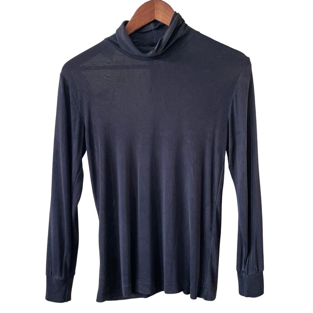 Lands' End Silk Interlock Turtleneck Long Sleeve Top 100% Silk, Women's Medium